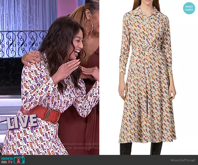 Sandro Bootseen Midi Shirt Dress worn by Jeannie Mai on The Real