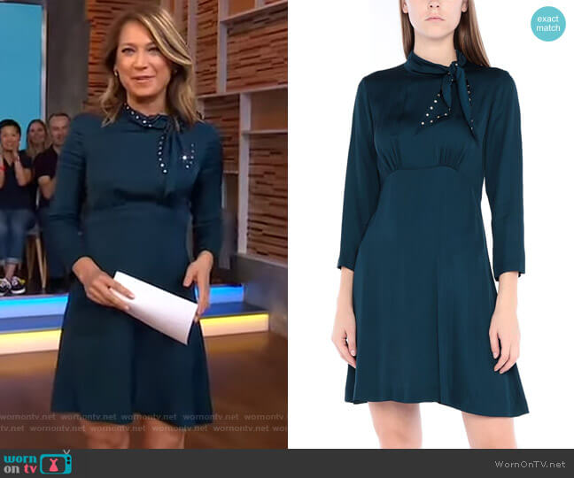 Sandro Tie-Neck Dress worn by Ginger Zee on Good Morning America
