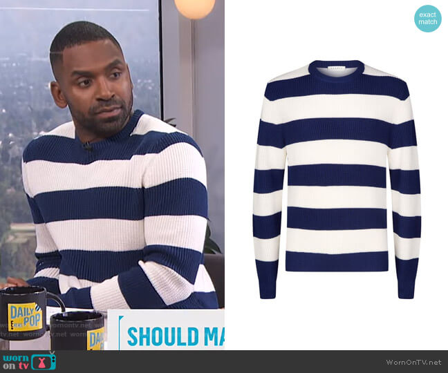 Sandro Stripe Crew Neck Sweater worn by Justin Sylvester on E! News
