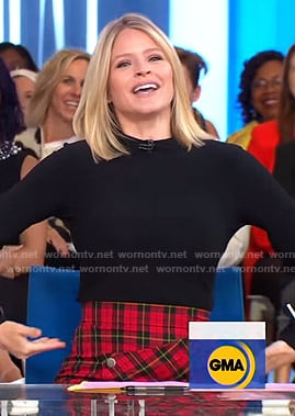 Sara’s red plaid skirt on Good Morning America