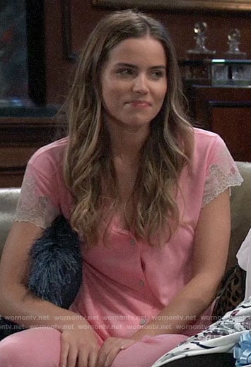 Sasha’s pink lace trim pajamas on General Hospital