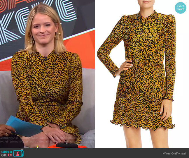 Saylor Tovah Pleated Leopard Print Dress worn by Sara Haines on Good Morning America