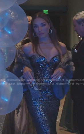 Dominique’s Sequin strapless gown on Dynasty