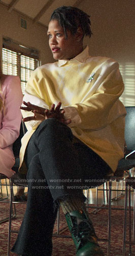 Skye’s yellow tie dye sweatshirt with daisy on The Politician