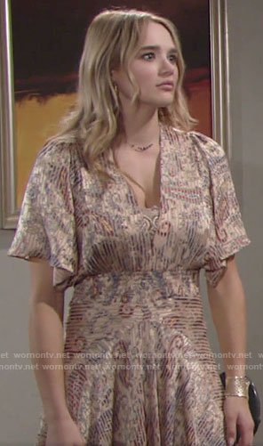 Summer’s striped paisley print midi dress on The Young and the Restless