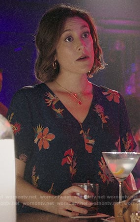 Sydney’s floral v-neck top on Bluff City Law