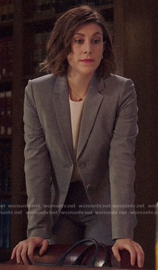 Sydney’s grey suit on Bluff City Law