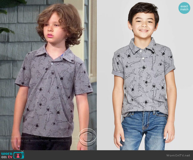 Cat & Jack Boys' Short Sleeve Polo Shirt worn by Grover Johnson (Hank Greenspan) on The Neighborhood