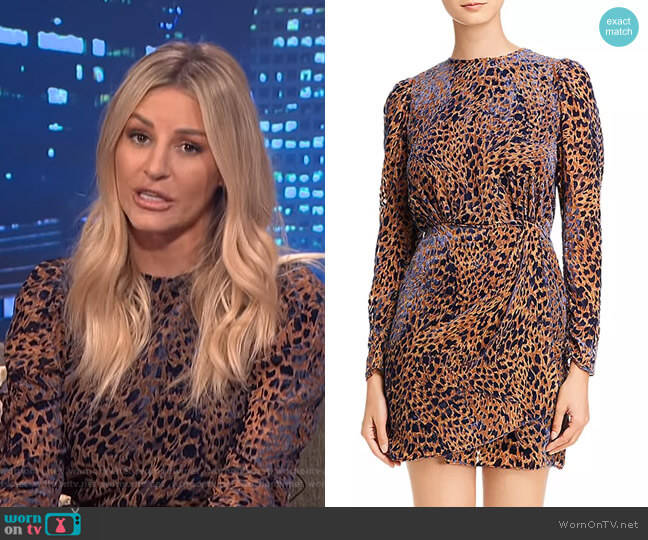The Kooples Artichoke Burnout Velvet Leopard Mini Dress worn by Morgan Stewart on E! News