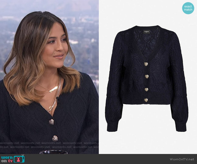 The Kooples Diamond Chunky-Knitted Cardigan worn by Erin Lim on E! News