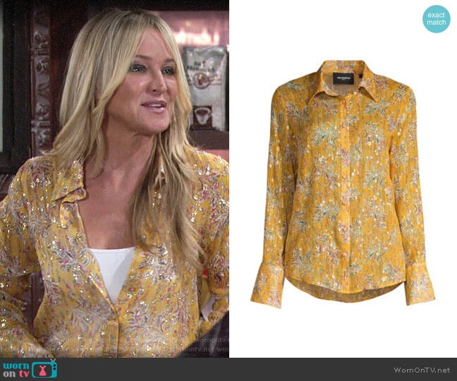 The Kooples Floral Button-Down Blouse worn by Sharon Newman (Sharon Case) on The Young and the Restless