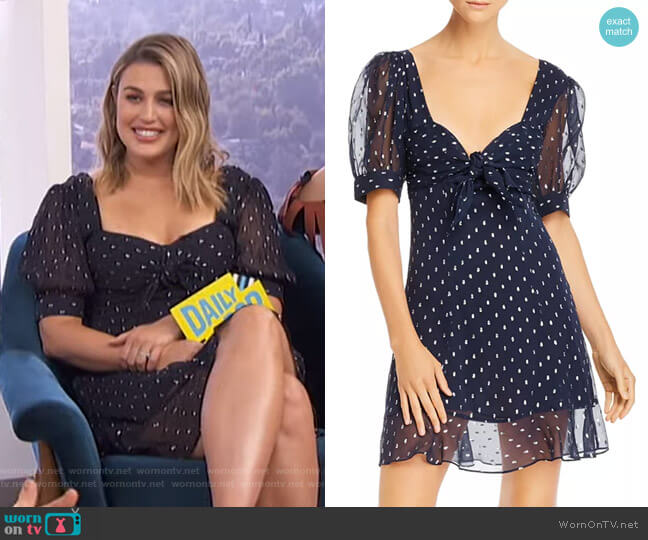 The Kooples Metallic-Dot Tie-Detail Mini Dress worn by Carissa Loethen Culiner on E! News