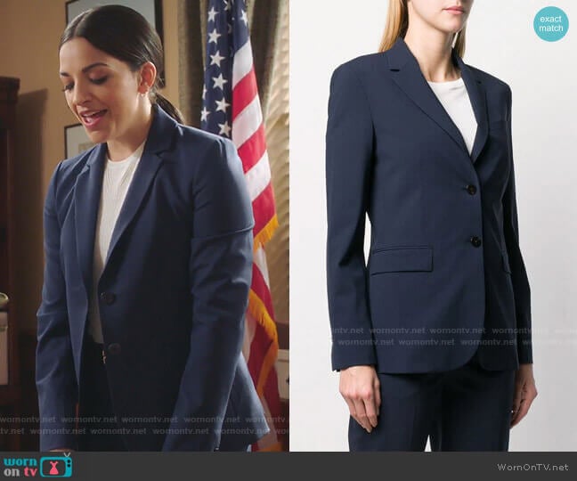 Theory Fitted Tailored Blazer worn by Diana Barea (Ana Villafane) on Sunnyside