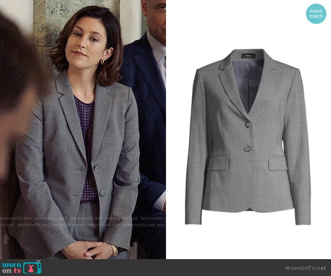 Theory Carissa Blazer worn by Sydney Strait (Caitlin McGee) on Bluff City Law