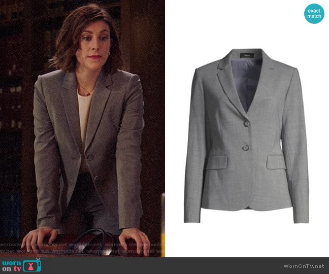 Theory Carissa Blazer worn by Sydney Strait (Caitlin McGee) on Bluff City Law