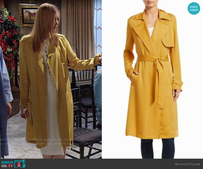 Theory Oaklane Trench in Pollen worn by Phyllis Summers (Michelle Stafford) on The Young and the Restless