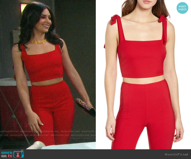Tiger Mist Kinsley Crop Top worn by Gabi Hernandez (Camila Banus) on Days of our Lives