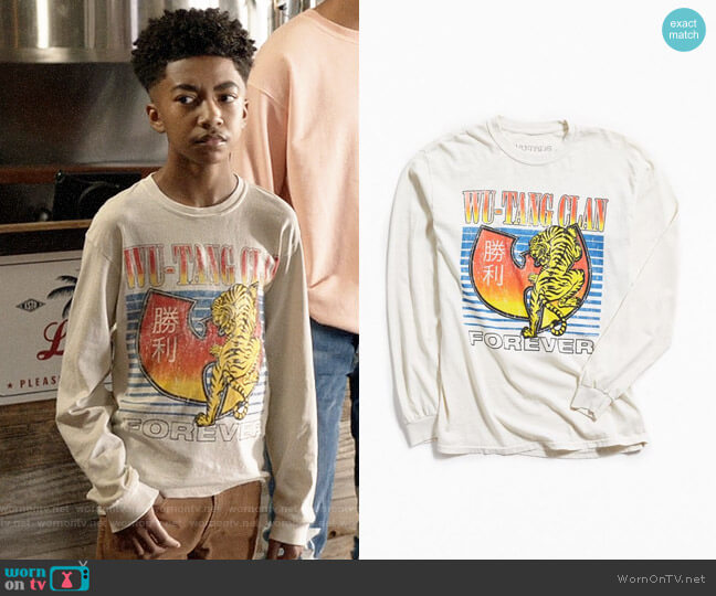 Urban Outfitters Wu-Tang Clan Tiger Long Sleeve Tee worn by Jack Johnson (Miles Brown) on Black-ish