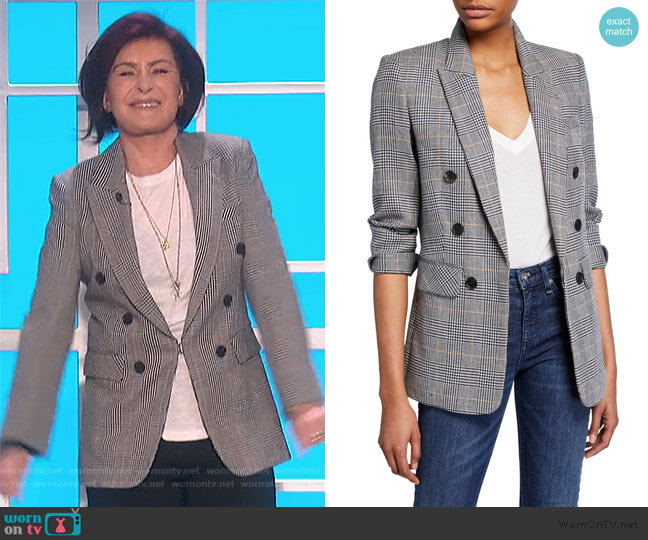 Veronica Beard Bexley Dickey Prince of Wales Check Blazer worn by Sharon Osbourne on The Talk
