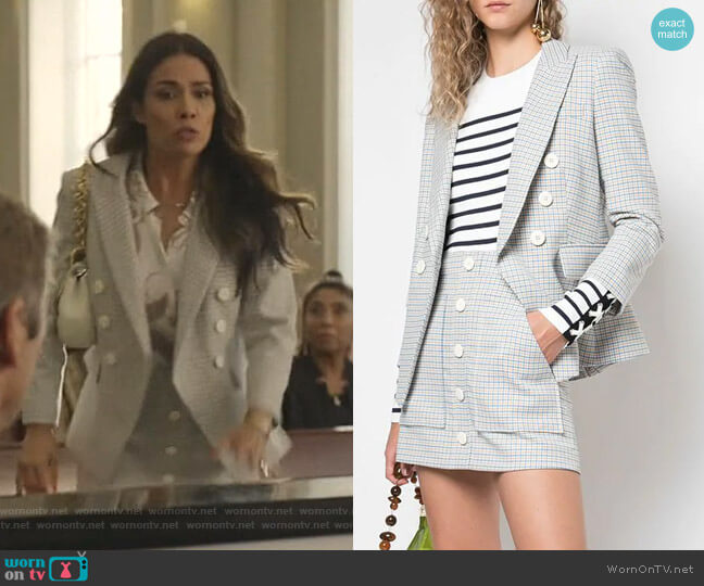 Veronica Beard Plaid Button Skirt worn by Cristal Jennings (Daniella Alonso) on Dynasty