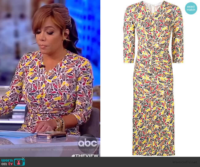Victoria Beckham Gathered Star-print Dress worn by Sunny Hostin on The View