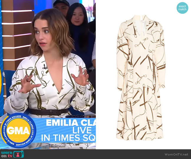 Victoria Beckham Printed Crepe Flared Midi Dress