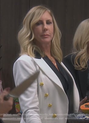 Vicki’s white double breasted blazer on The Real Housewives of Orange County