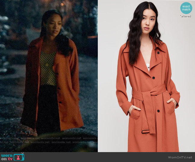 Wilfred Pelat Trench Coat in Moroccan Spice worn by Iris West (Candice Patton) on The Flash