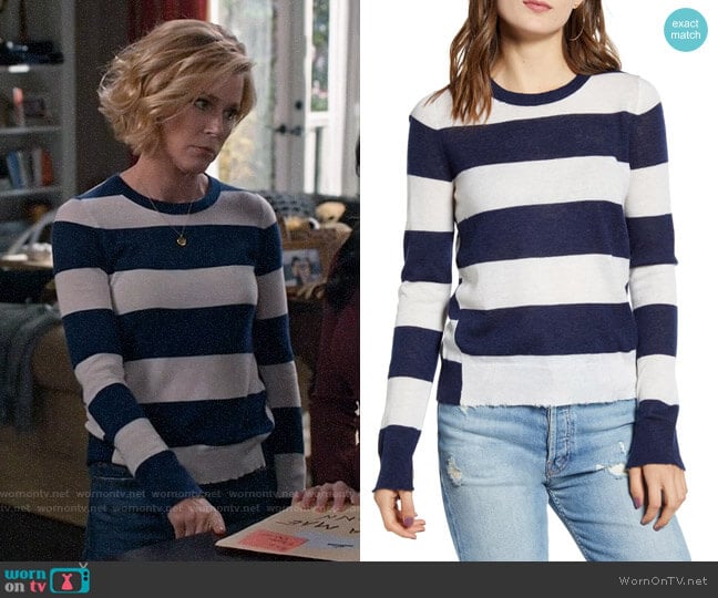 Zadig & Voltaire Source Stripe Cashmere Sweater worn by Claire Dunphy (Julie Bowen) on Modern Family