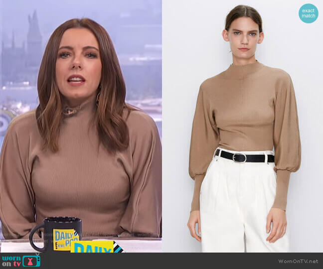 Zara Puff Sleeved Sweater worn by Melanie Bromley on E! News