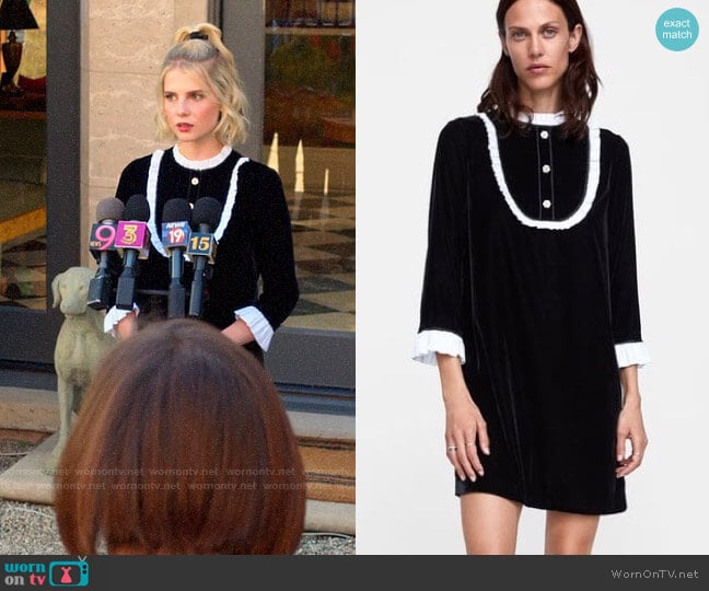 Zara Contrast Velvet Dress worn by Astrid (Lucy Boynton) on The Politician