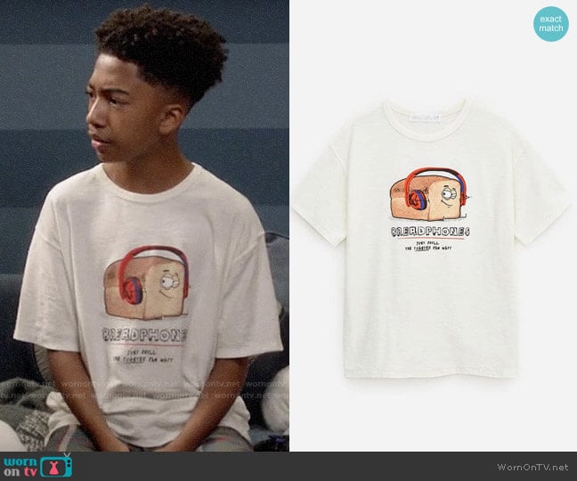 Zara Boys Printed T-shirt worn by Jack Johnson (Miles Brown) on Black-ish