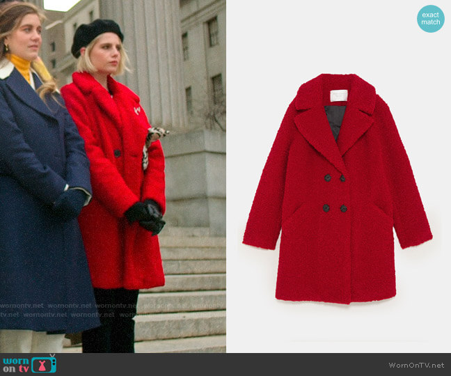 Zara Faux Shearling Colored Coat worn by Astrid (Lucy Boynton) on The Politician