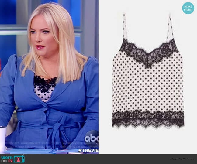 Zara Polka Dot Cami with Lace Trim worn by Meghan McCain on The View