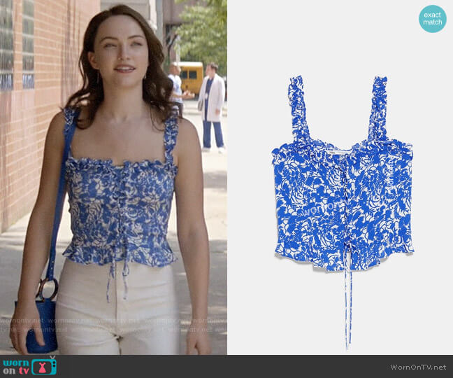 Zara Printed Tank Top worn by Cara Bloom (Violett Beane) on God Friended Me