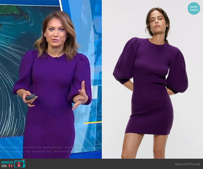 Zara Puffy Sleeved Dress worn by Ginger Zee on Good Morning America