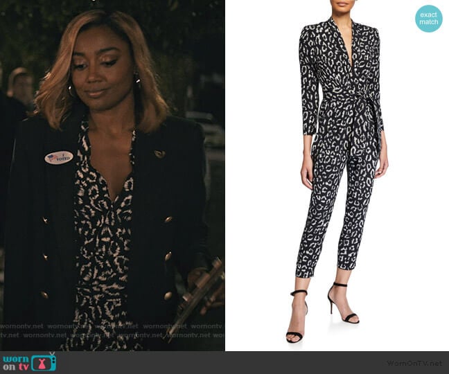 A.L.C. Kieran Leopard Jumpsuit worn by Daisy Grant (Patina Miller) on Madam Secretary