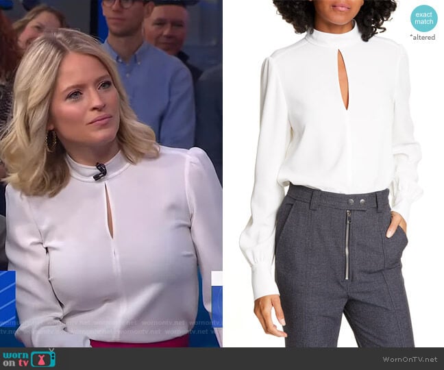 A.L.C. Marina Blouse worn by Sara Haines on Good Morning America