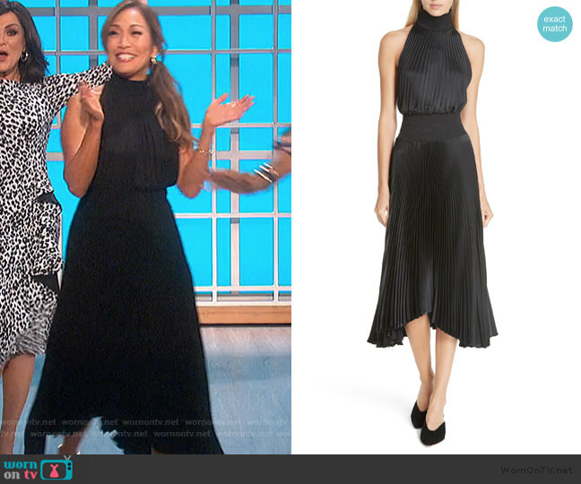 A.L.C. Renzo Pleated Dress worn by Carrie Inaba on The Talk
