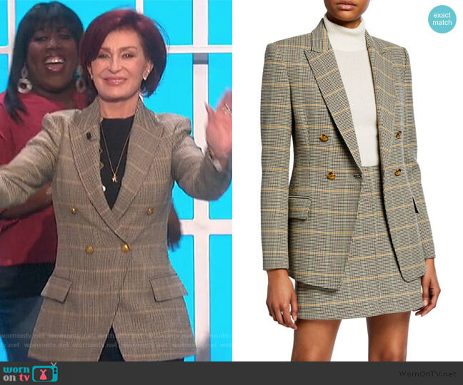 A.L.C. Sedgwick Glen Plaid Double-Breasted Blazer worn by Sharon Osbourne on The Talk