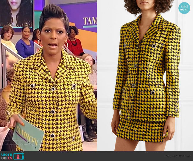 Alessandra Rich Houndstooth wool-blend tweed Jacket worn by Tamron Hall on Tamron Hall Show