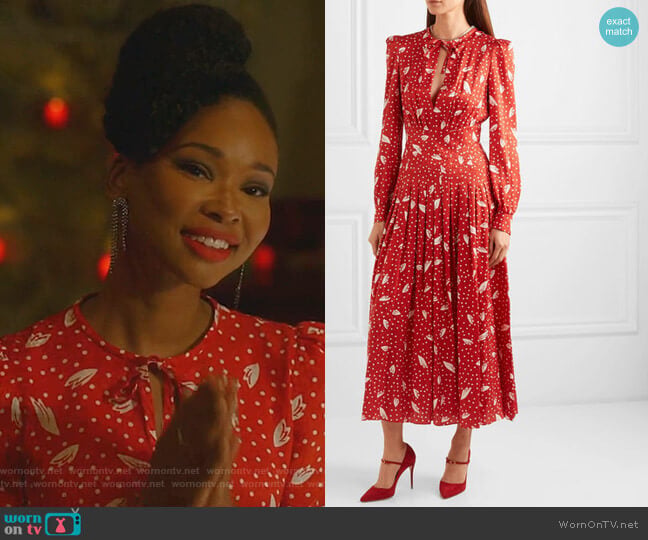 Alessandra Rich Silk-Jacquard Midi Dress worn by Monica Colby (Wakeema Hollis) on Dynasty