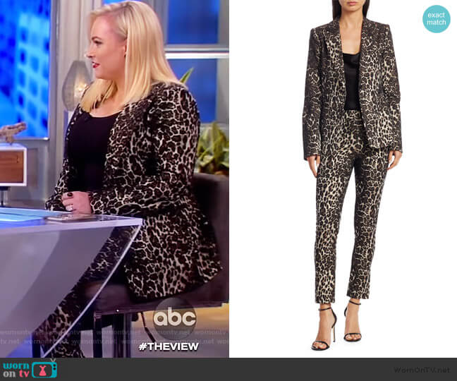Alice + Olivia Toby Leopard Print Fitted Blazer worn by Meghan McCain on The View