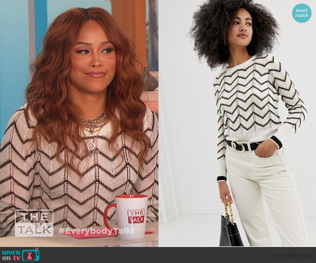 River Island Chevron Stripe Sweater worn by Eve on The Talk