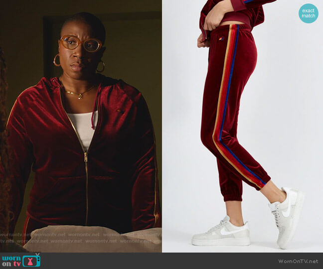 Aviator Nation Classic Velvet Sweatpant worn by Henrietta Wilson (Aisha Hinds) on 9-1-1