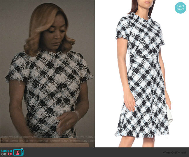 Alexander McQueen Checked tweed dress worn by Daisy Grant (Patina Miller) on Madam Secretary
