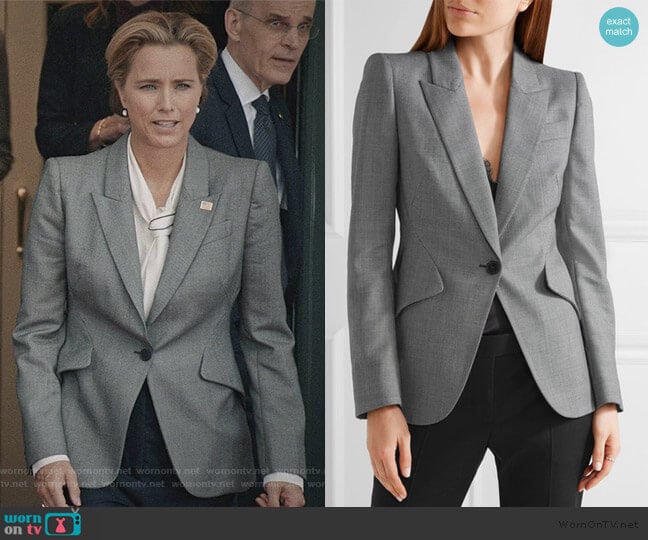 Alexander McQueen Wool-jacquard Blazer worn by Elizabeth McCord (Téa Leoni) on Madam Secretary