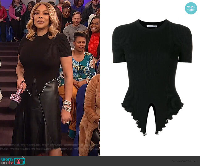 Alexander Wang Embellished Knitted T-shirt worn by Wendy Williams on The Wendy Williams Show
