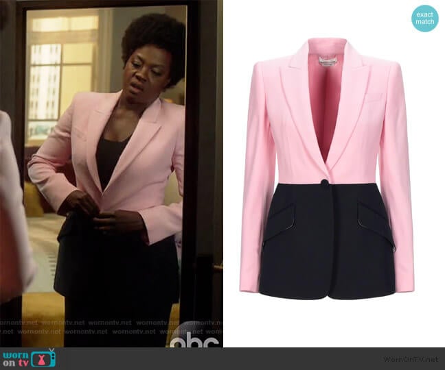 Alexander McQueen Bi-Color One-Button Jacket worn by Annalise Keating (Viola Davis) on How to Get Away with Murder