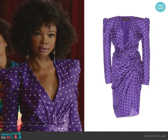 Alexandre Vauthier Polka Dot Ruched Dress worn by Monica Colby (Wakeema Hollis) on Dynasty